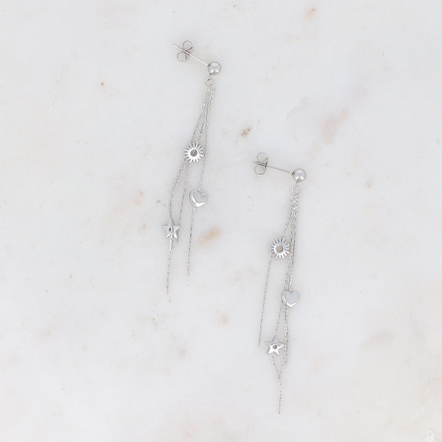 Carley stud earrings - sun, heart, star tassels