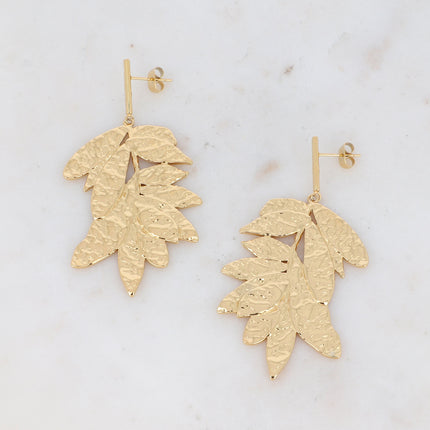 Isaiah stud earrings - textured foliage