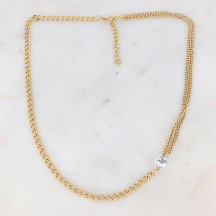 Collier Ryan - UNISEX - maille et boule en pierre naturelle 60+7CM