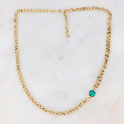 Collier Ryan - UNISEX - maille et boule en pierre naturelle 60+7CM