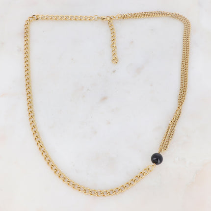 Collier Ryan - UNISEX - maille et boule en pierre naturelle 60+7CM