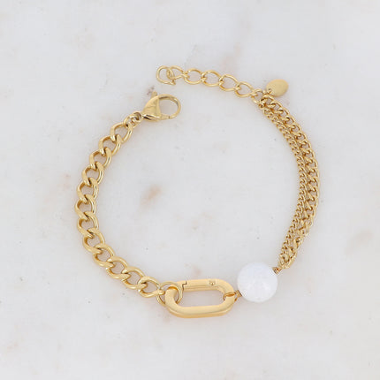 Bracelet Avery - UNISEX - maille et boule en pierre naturelle
