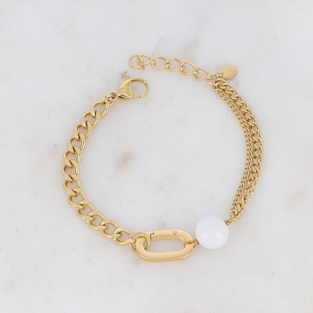 Avery Bracelet - UNISEX - link and natural stone bead