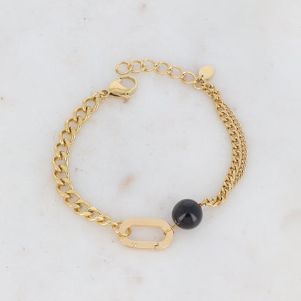 Bracelet Avery - UNISEX - maille et boule en pierre naturelle