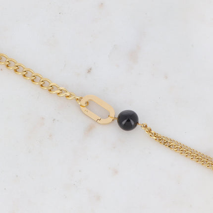 Bracelet Avery - UNISEX - maille et boule en pierre naturelle