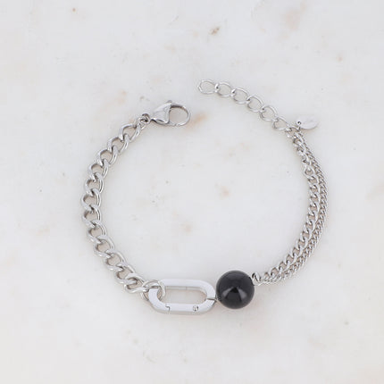 Bracelet Avery - UNISEX - maille et boule en pierre naturelle