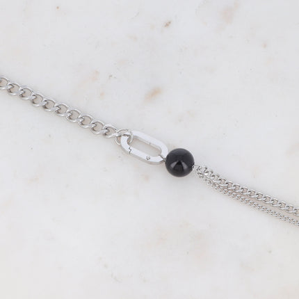 Bracelet Avery - UNISEX - maille et boule en pierre naturelle
