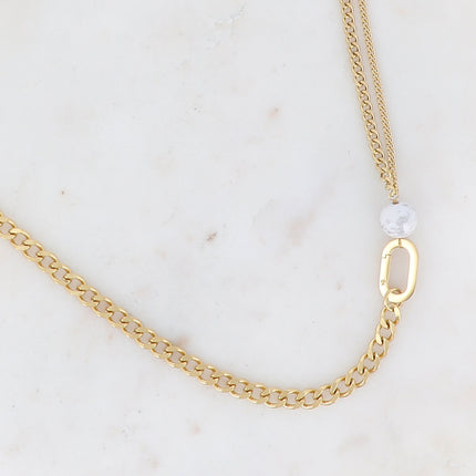 Collier Avery - UNISEX - maille et boule en pierre naturelle