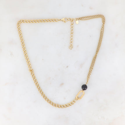 Collier Avery - UNISEX - maille et boule en pierre naturelle