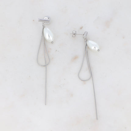 Boucles puces Korey - perles d'acétate et maille serpent pendante
