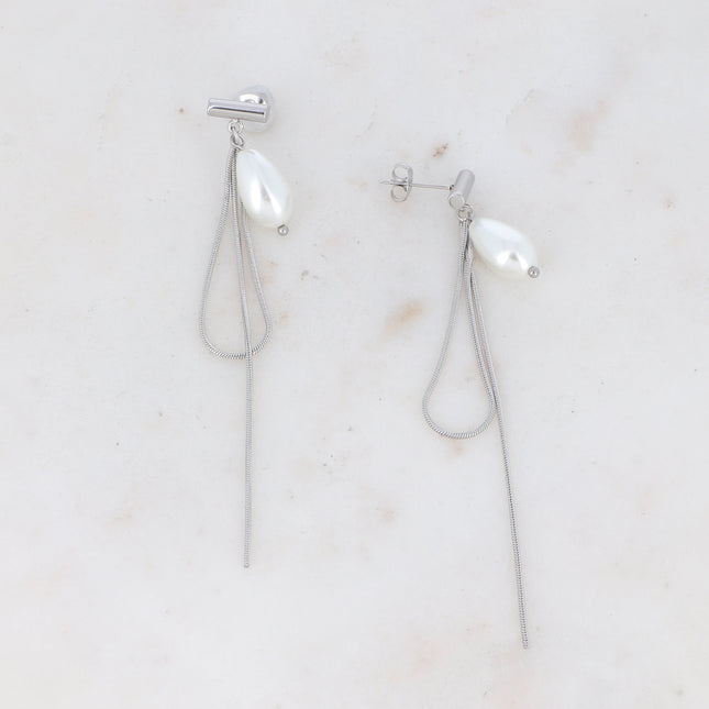 Boucles puces Korey - perles d'acétate et maille serpent pendante