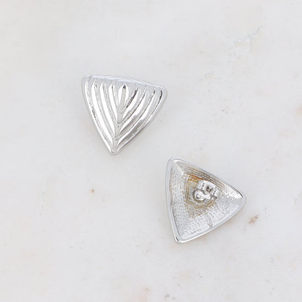 engraved triangle stud earrings