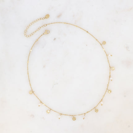 Collier Thaly - pampilles rondes texturées et pierres naturelles