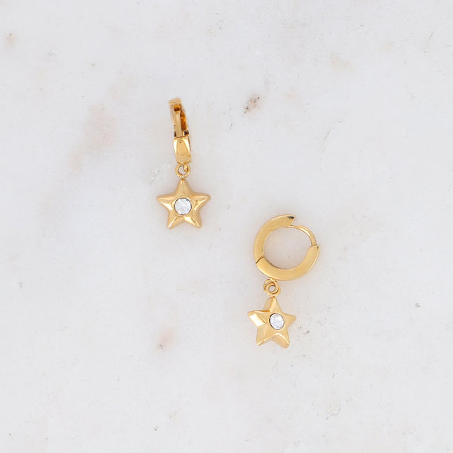Hoop earrings - star and zirconium oxide