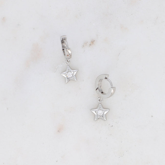 Hoop earrings - star and zirconium oxide