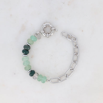 Bracelet Austyn - maille ovale et pierres naturelles