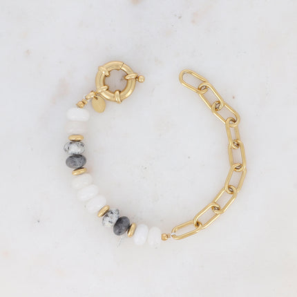 Bracelet Austyn - maille ovale et pierres naturelles