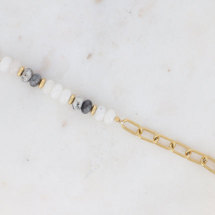Bracelet Austyn - maille ovale et pierres naturelles
