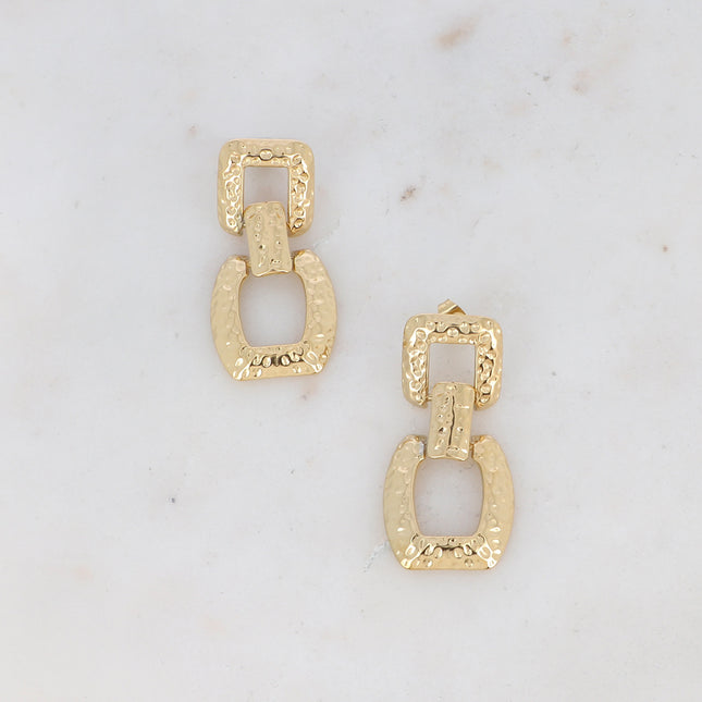 Hammered rectangular stud earrings