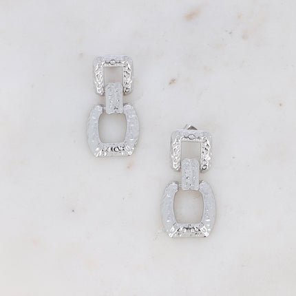 Hammered rectangular stud earrings