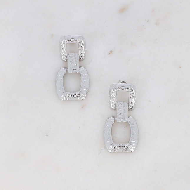 Hammered rectangular stud earrings