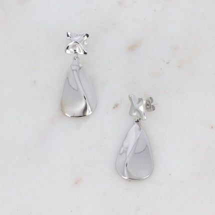 Ezrane stud earrings - textured square and teardrop