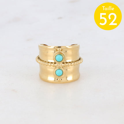 Bague avec pierres naturelles et chaîne boule