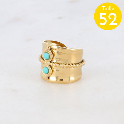 Bague avec pierres naturelles et chaîne boule