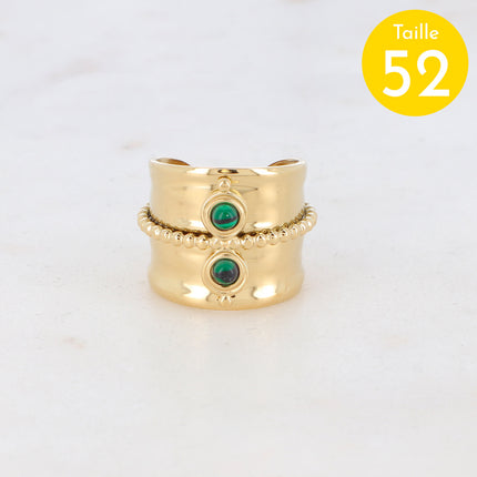 Bague avec pierres naturelles et chaîne boule