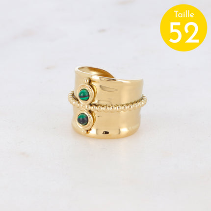 Bague avec pierres naturelles et chaîne boule