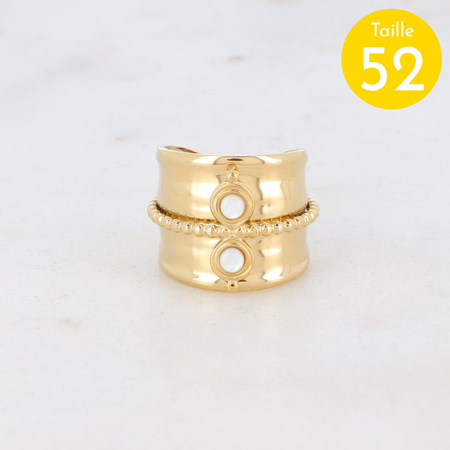 Bague avec pierres naturelles et chaîne boule