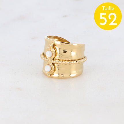 Bague avec pierres naturelles et chaîne boule