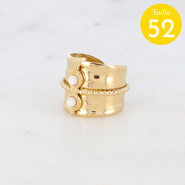 Bague avec pierres naturelles et chaîne boule
