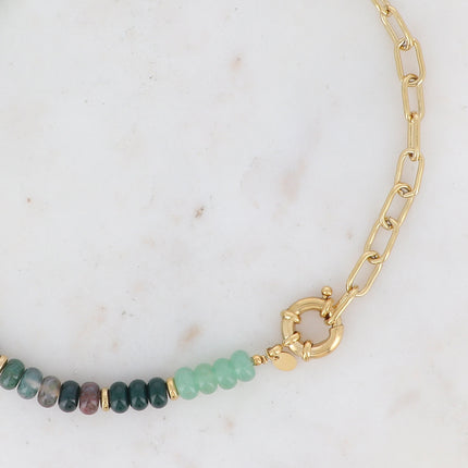 Austyn Necklace - Oval Link and Natural Stones