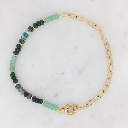 Austyn Necklace - Oval Link and Natural Stones