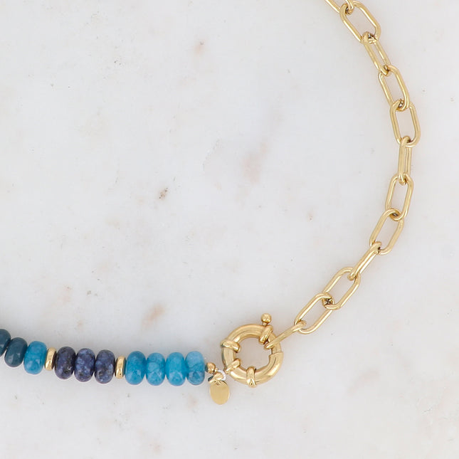 Collier Austyn - maille ovale et pierres naturelles