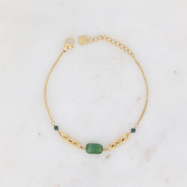 Bracelet - maille striée et pierres naturelles