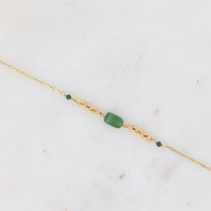 Bracelet - ribbed mesh and natural stones