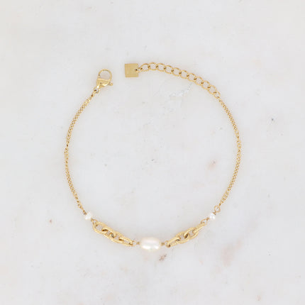 Bracelet - ribbed mesh and natural stones