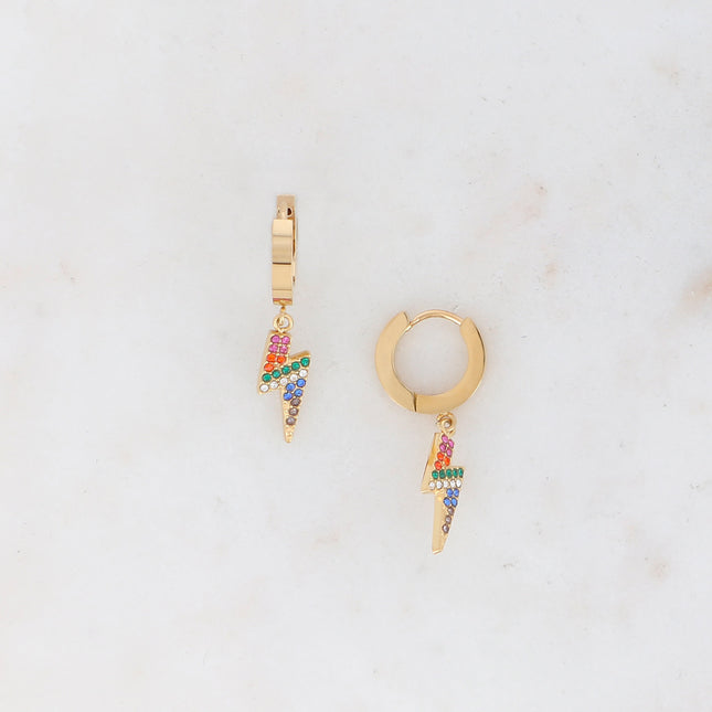 Libbia hoop earrings - lightning bolt and zirconium oxide