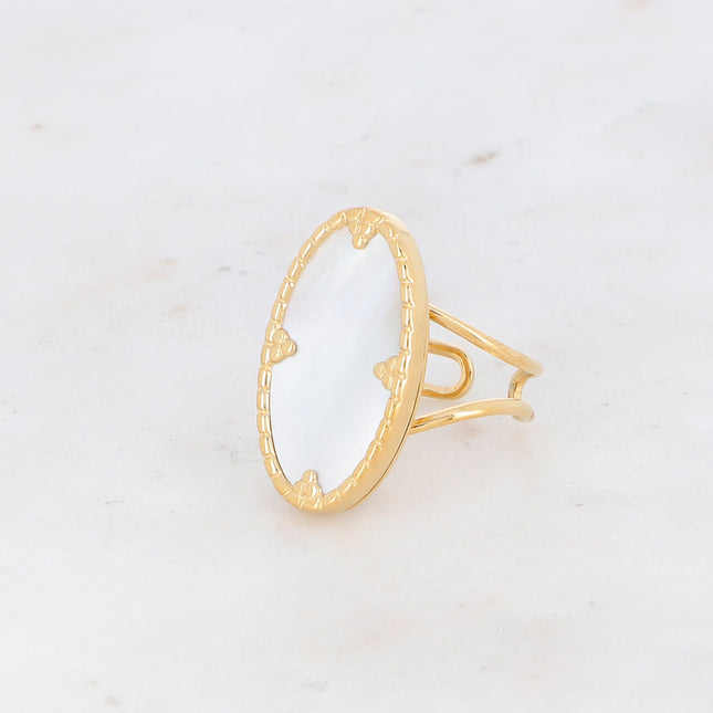 Bague Méli - pierre ovale et griffes triangles