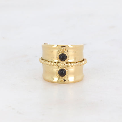 Bague avec pierres naturelles et chaîne boule
