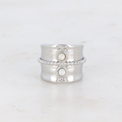 Bague avec pierres naturelles et chaîne boule