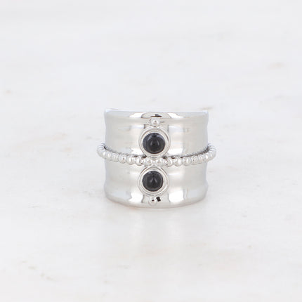 Bague avec pierres naturelles et chaîne boule