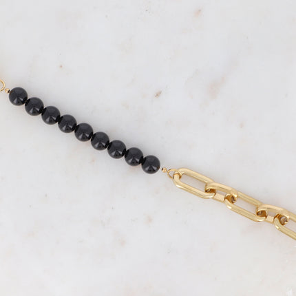 Bracelet Kelly - UNISEX - maille ovale et pierre naturelle