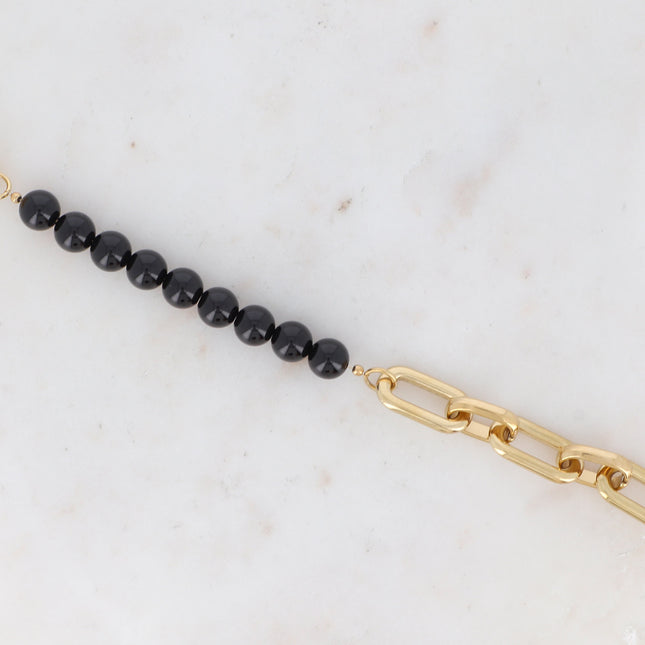 Bracelet Kelly - UNISEX - maille ovale et pierre naturelle
