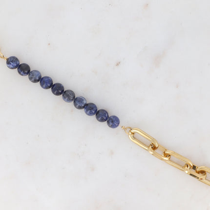 Bracelet Kelly - UNISEX - maille ovale et pierre naturelle
