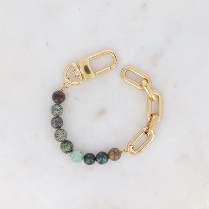 Bracelet Kelly - UNISEX - maille ovale et pierre naturelle