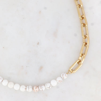 Collier Kelly - UNISEX - maille ovale et pierre naturelle