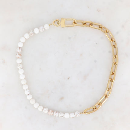 Collier Kelly - UNISEX - maille ovale et pierre naturelle